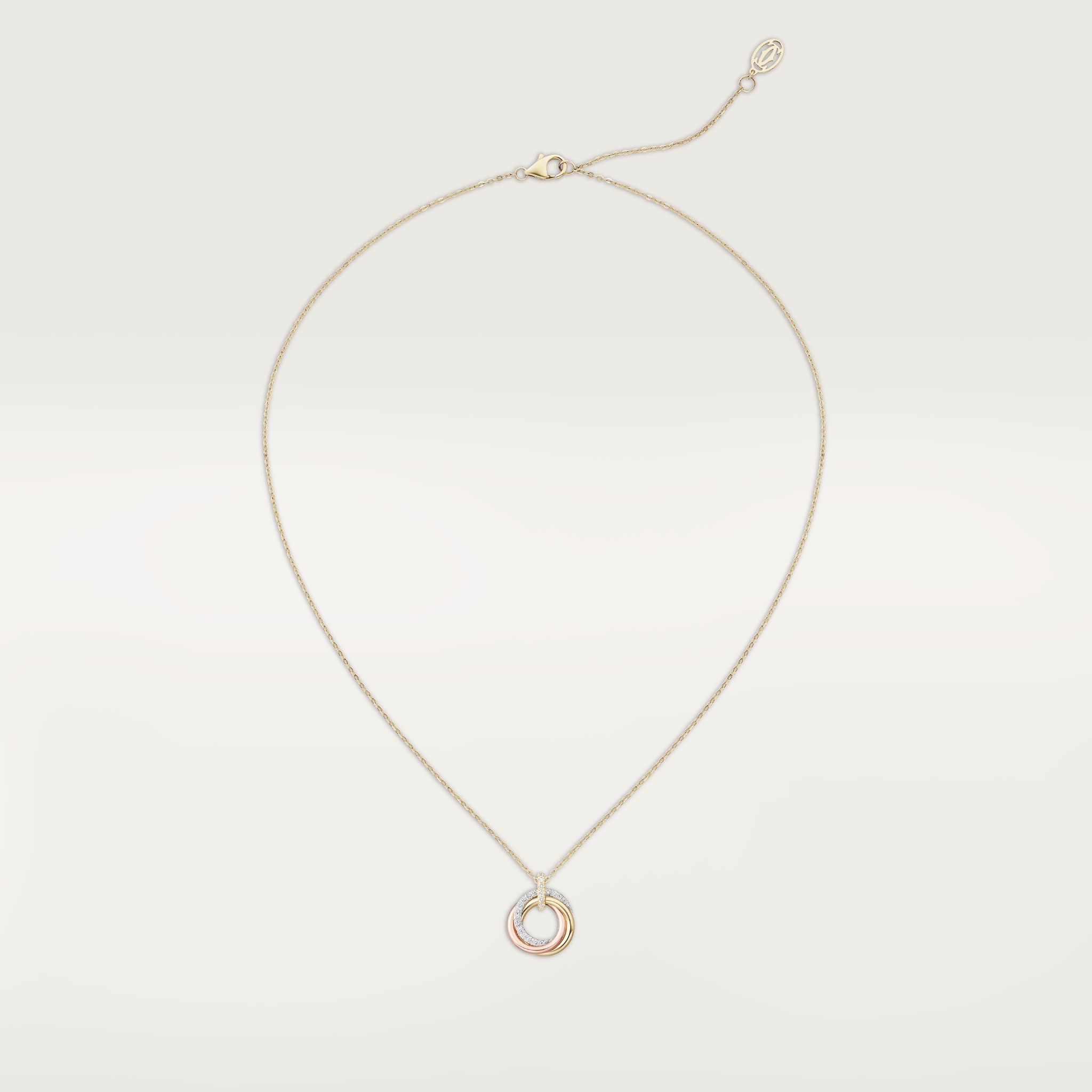 Trinity necklace, small model, semi-pavedWhite gold, yellow gold, rose gold, diamonds
