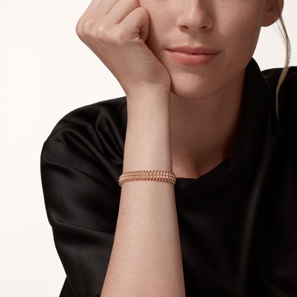 Clash de Cartier bracelet, flexible, double, paved  Rose gold, diamonds