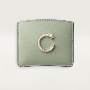 Simple card holder, Panthère C de Cartier Sage green grained calfskin, golden finish