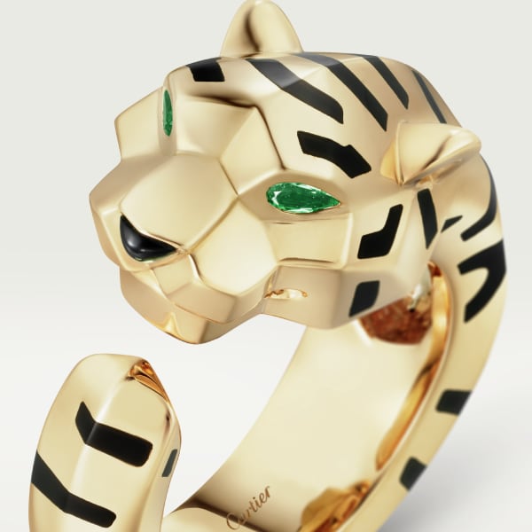 Indomptables de Cartier ring Yellow gold, black lacquer, onyx, tsavorite garnet