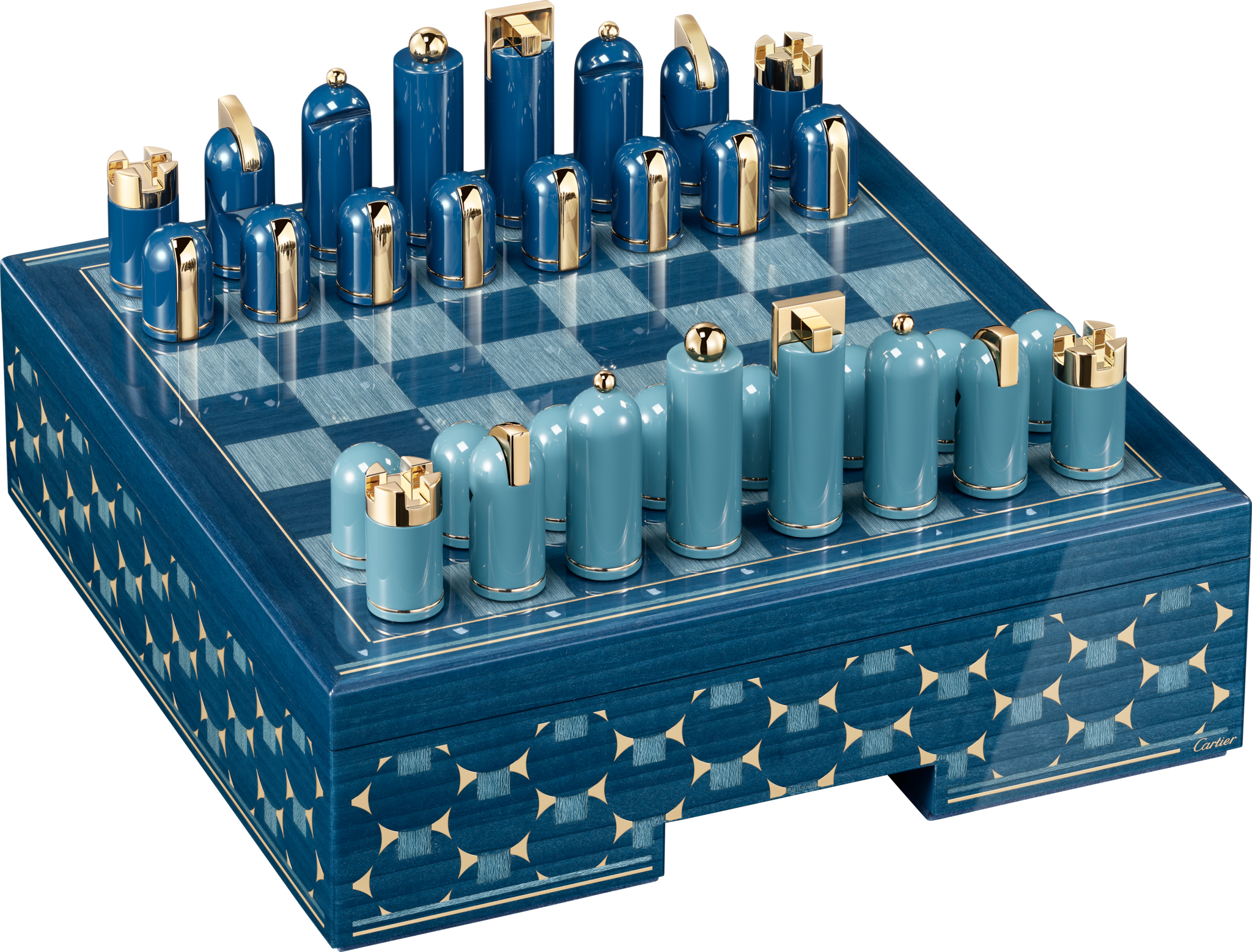 Cartier Géométrique Chess SetLacquered wood, golden transfers
