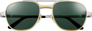 Santos de Cartier太阳眼镜 拉丝镀铂饰面金属，绿色镜片