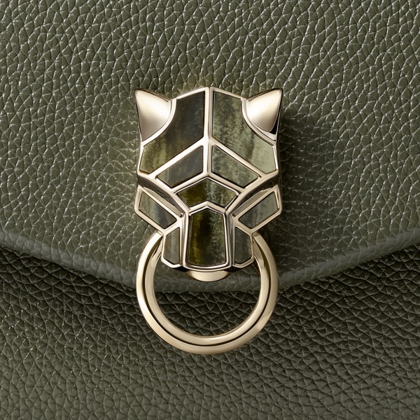 Bag, Panthère Green tea calfskin, golden finish