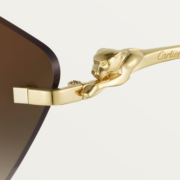 Panthère de Cartier太阳眼镜 抛光镀金饰面金属，渐变棕色镜片