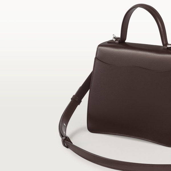 Top handle bag small model, Panthère de Cartier Tonka brown calfskin, palladium finish, zebra motif