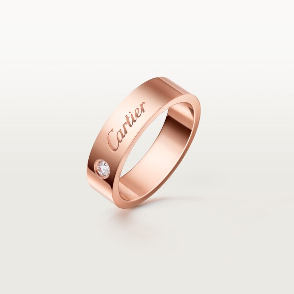 C de Cartier wedding ring, 5 mm width, 1 diamond Rose gold, diamond