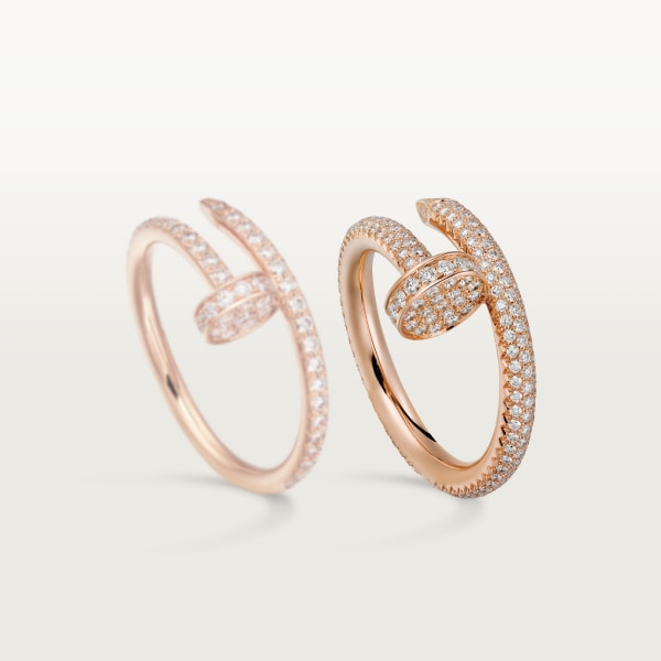 Juste un Clou ring, classic model, paved Rose gold, diamonds