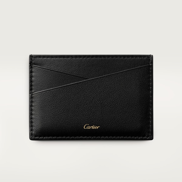 Simple card holder, Panthère de Cartier Black quilted calfskin, golden finish