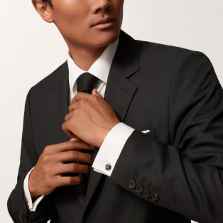 Santos de Cartier袖扣 纯银，鹰眼石，镀钯饰面