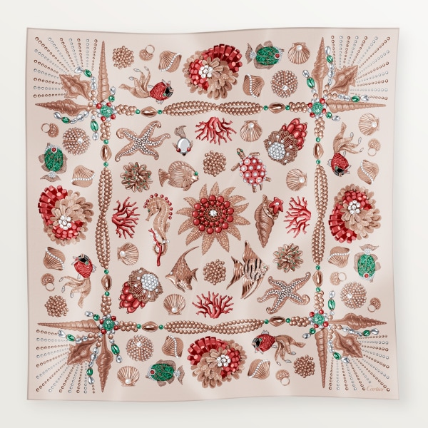 90 scarf, Precious diving Cord beige silk twill