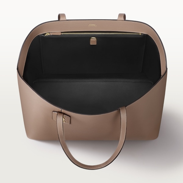 Tote bag, C de Cartier Clay-coloured grained calfskin, golden finish