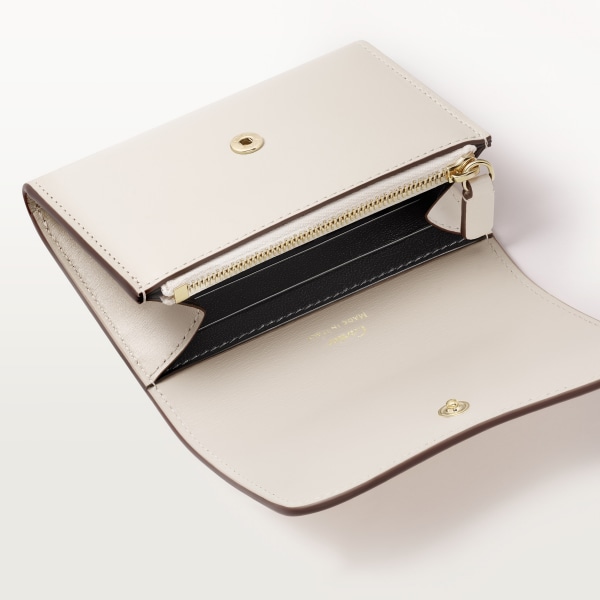 Mini wallet, Panthère C de Cartier Salt white calfskin, golden finish