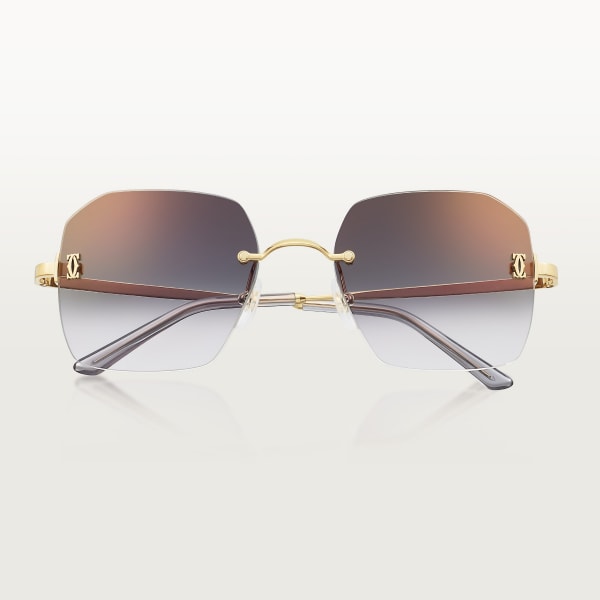 C de Cartier Sunglasses Smooth golden-finish metal, grey lenses