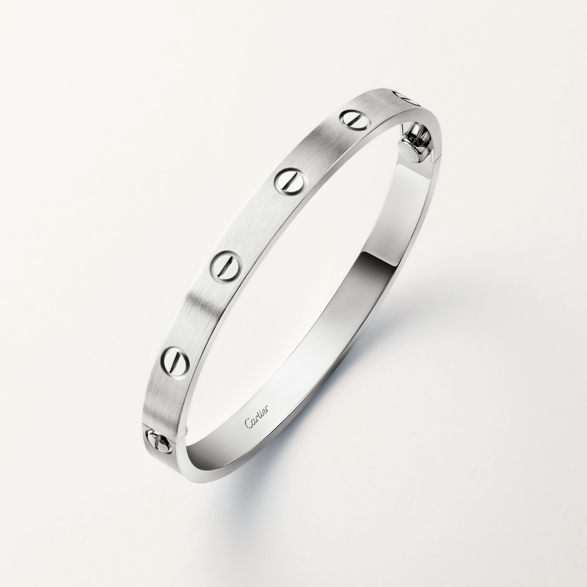 Love bracelet, classic model, brushed White gold, brushed finish