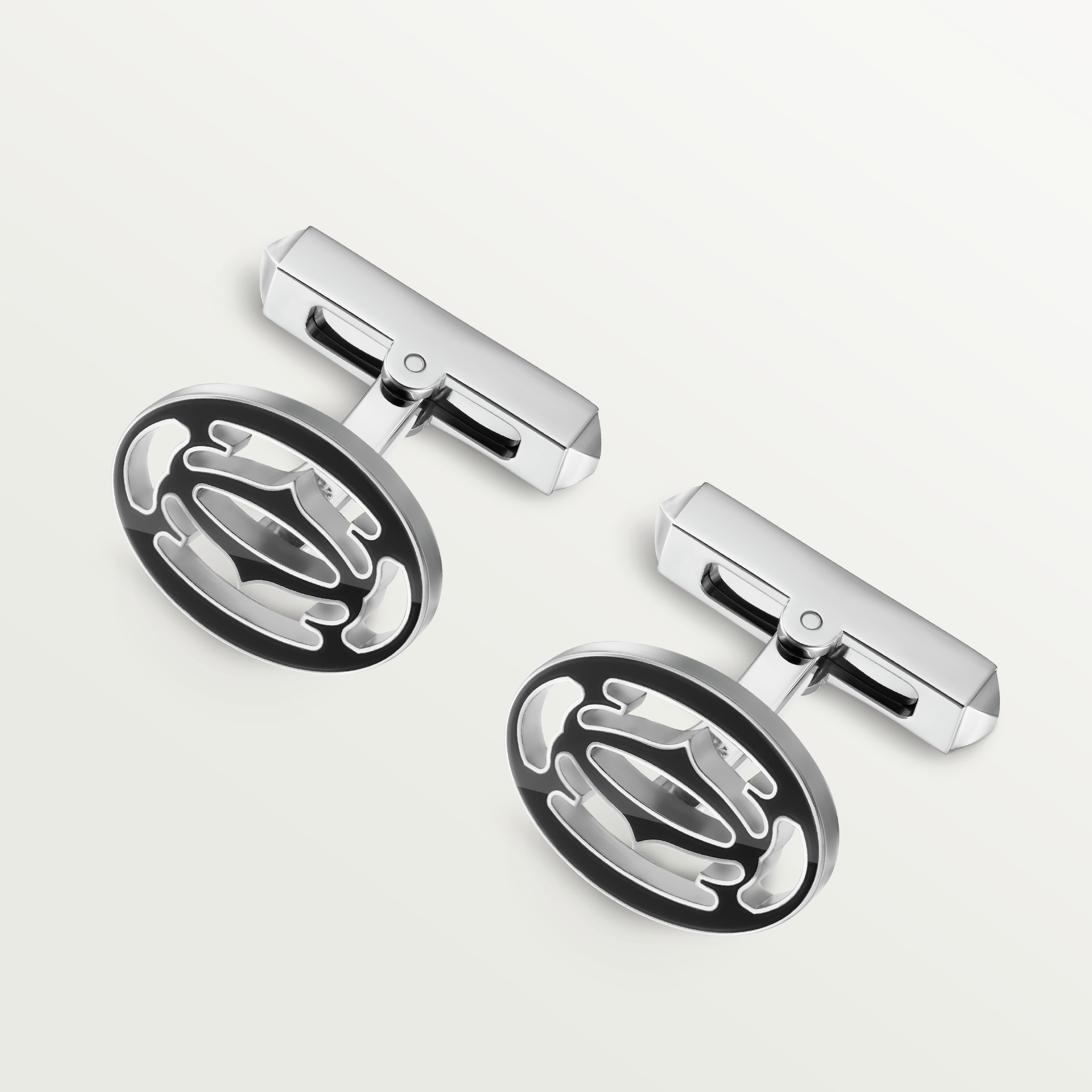 C de Cartier cufflinksSterling silver, black lacquer, palladium finish