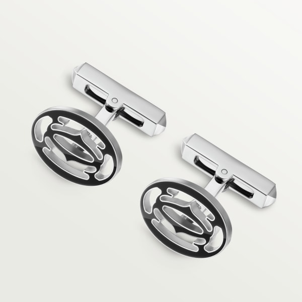 C de Cartier cufflinks Sterling silver, black lacquer, palladium finish