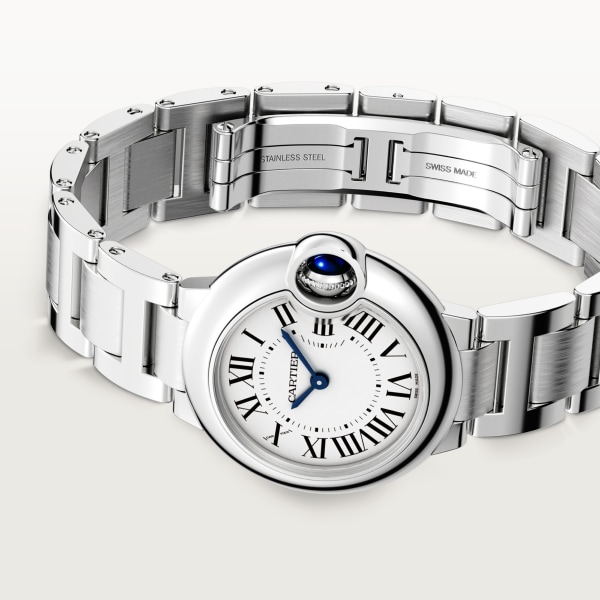 Ballon Bleu de Cartier watch 28 mm, quartz movement, steel