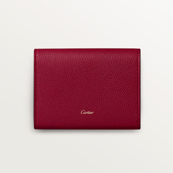 Mini wallet, Panthère de Cartier Burgundy calfskin, golden finish