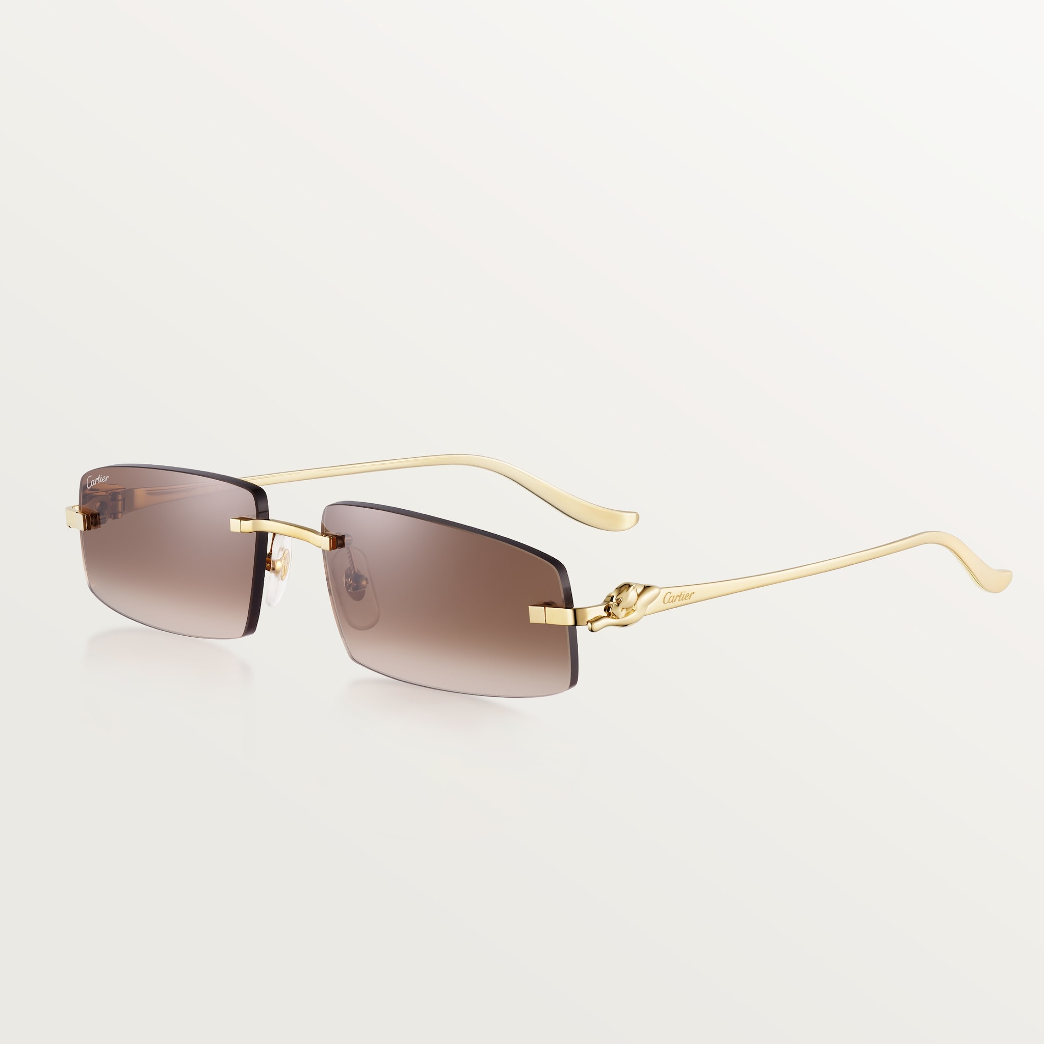 Panthère de Cartier, SunglassesSmooth golden-finish metal, brown gradient lenses