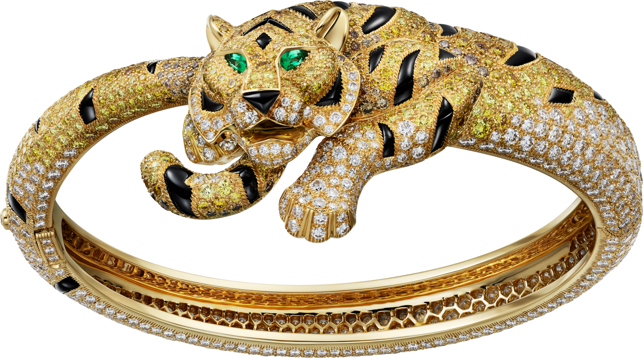 Cartier Fauna and Flora BraceletYellow gold, onyx, emeralds, yellow diamonds, orange diamonds, brown diamonds, diamonds