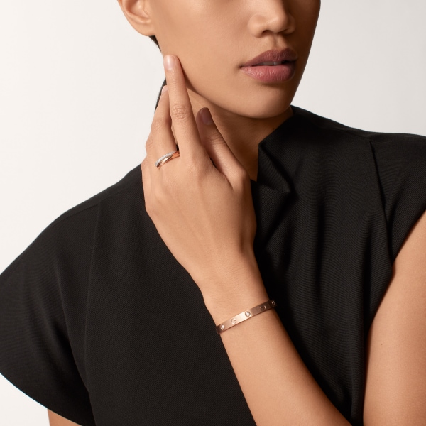Love bracelet, classic model, brushed, 4 diamonds Rose gold, brushed finish, diamonds